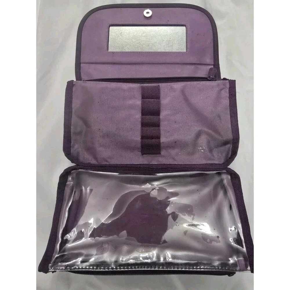 Thirty-One Purple Folding Makeup Organizer Case w/ Mirror Zipper Pockets